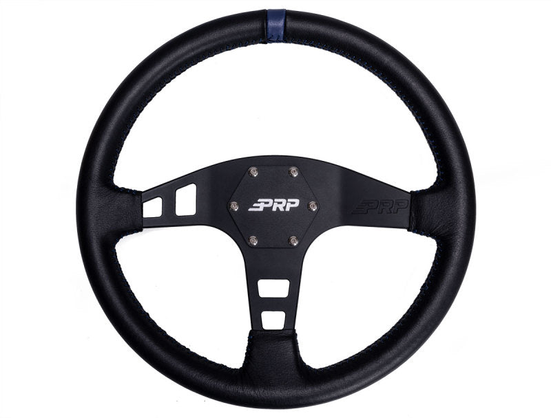 PRP Flat Leather Steering Wheel- Blue Steering Wheels PRP Seats