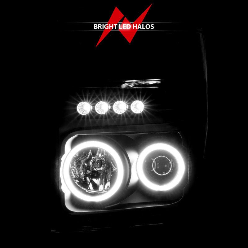 ANZO 2008-2010 Ford F-250 Projector Headlights w/ Halo Black (CCFL) Headlights ANZO