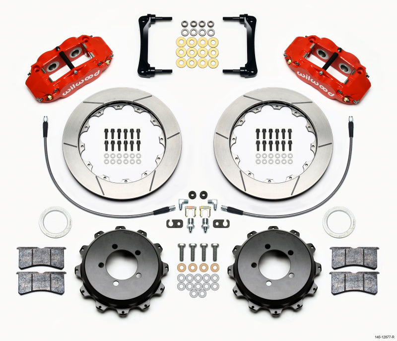 Wilwood Narrow Superlite 4R Rear Kit 12.88in Red 2008-2012 Subaru WRX w/Lines Big Brake Kits Wilwood