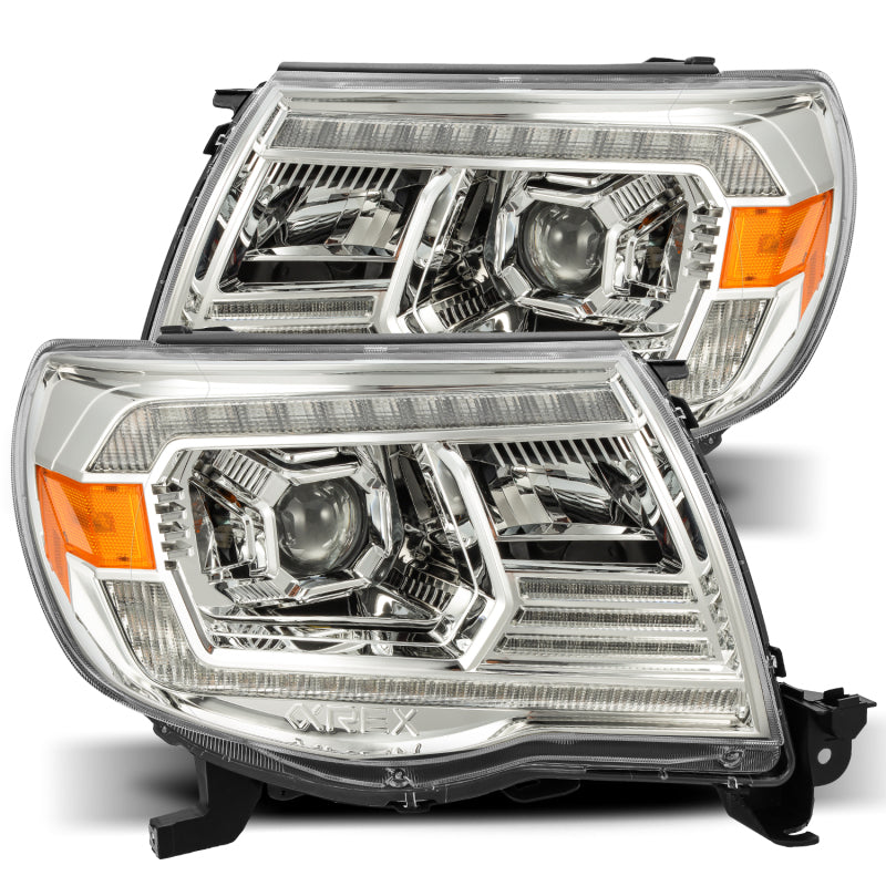 AlphaRex 05-11 Toyota Tacoma PRO-Series Projector Headlights Plank Style Design Chrome w/DRL Headlights AlphaRex