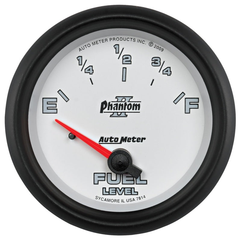 AutoMeter Gauge Fuel Level 2-5/8in. 0 Ohm(e) to 90 Ohm(f) Elec Phantom II Gauges AutoMeter