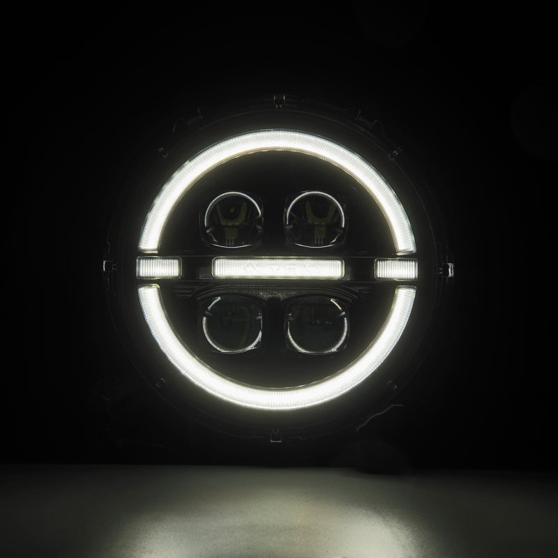 AlphaRex 18-23 Jeep Wrangler JL/Gladiator JT LED Proj Headlights Alpha-Blk w/ Activ Light/Seq Signal Headlights AlphaRex