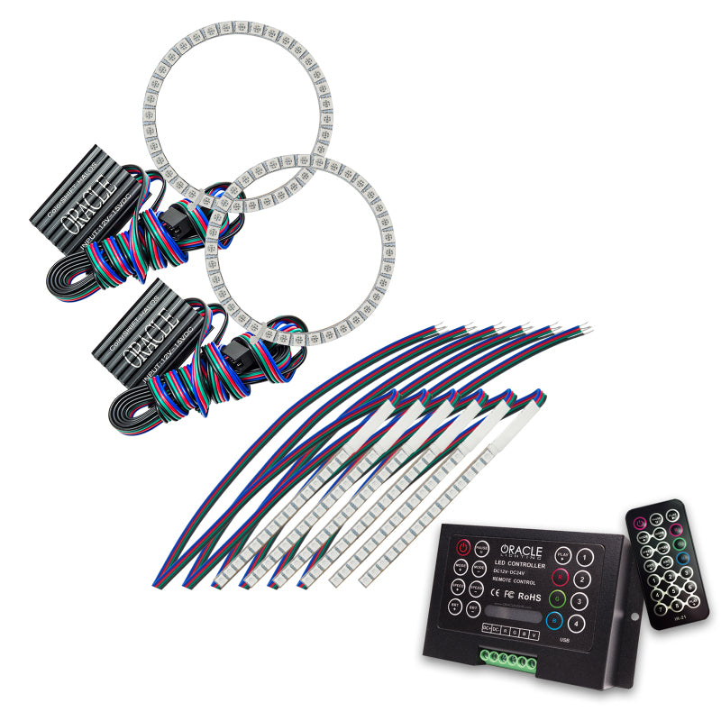 Oracle 15-17 Ford Mustang V6/GT/Shelby DRL w/ Halo Kit - ColorSHIFT w/ 2.0 Controller Headlights ORACLE Lighting