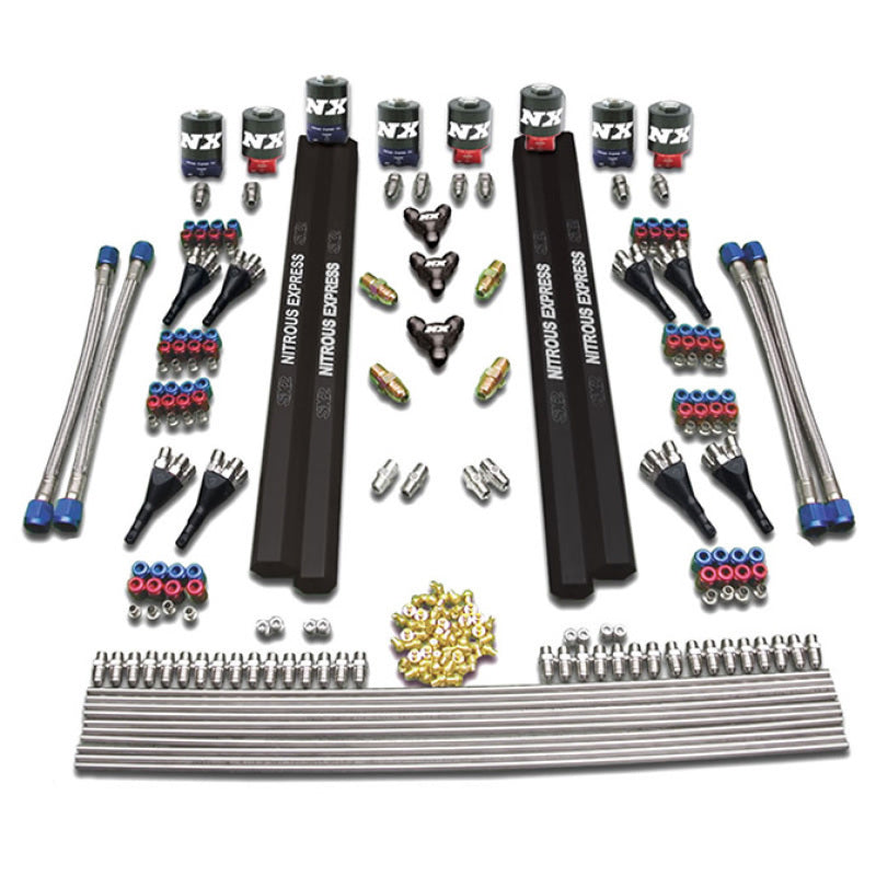 Nitrous Express 8 Cyl SX2 Nozzle Intake Plumbing Kit (Incl Hardware) Hoses Nitrous Express