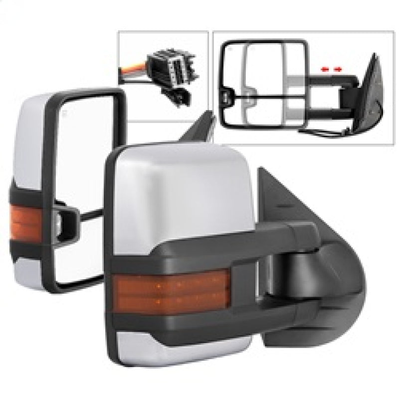 xTune Chevy Silverado 07-13 Heated Amber LED Signal Mirrors Chrome MIR-CSIL07S-G3C-PWH-AM-SET Side Mirrors SPYDER