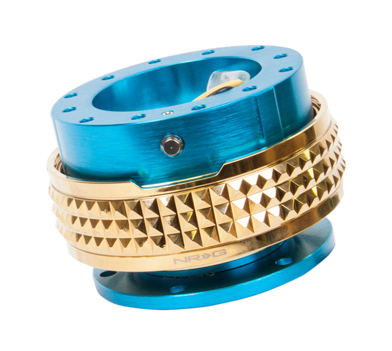 NRG Quick Release Kit - Pyramid Edition - New Blue Body / Chrome Gold Pyramid Ring Quick Release Adapters NRG