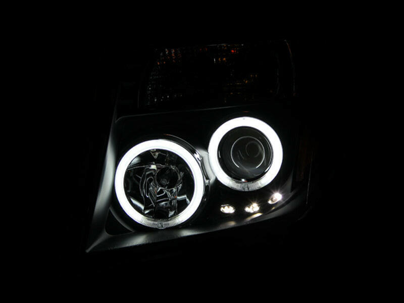 ANZO 2005-2008 Nissan Frontier Projector Headlights w/ Halo Black Headlights ANZO