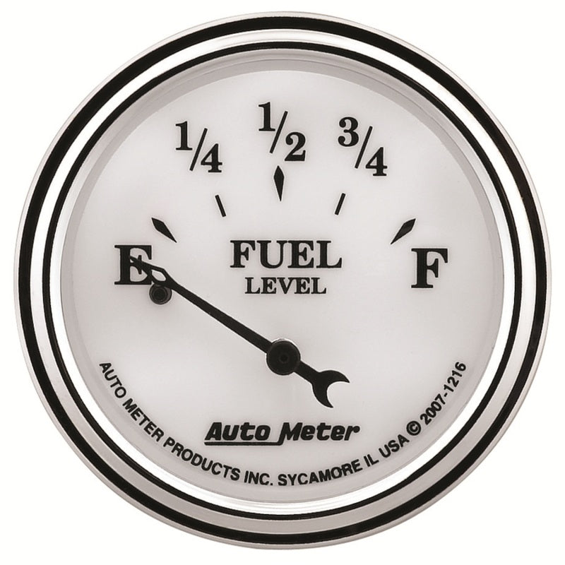 AutoMeter Gauge Fuel Level 2-1/16in. 240 Ohm(e) to 33 Ohm(f) Elec Old Tyme White II Gauges AutoMeter