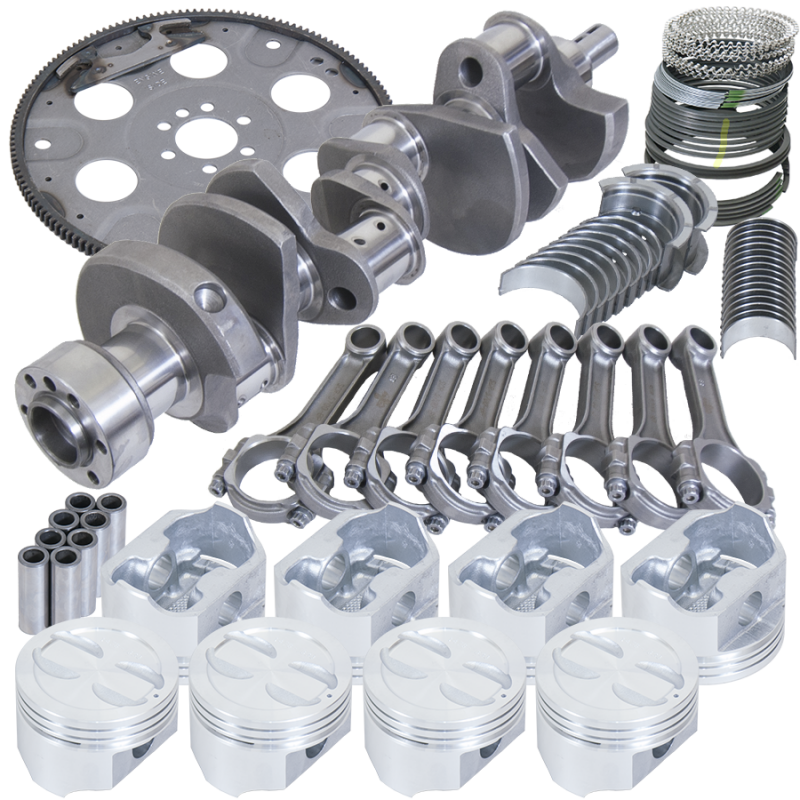 Eagle Chevy 350 1Pc 3.480in Crank 5.700in I-Beam Rods 4.000in Pistons 153 Tooth FP Balanced Assembly Rotating Assemblies Eagle