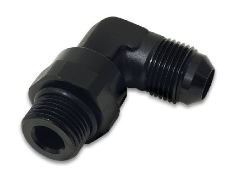 Vibrant -12AN Male Flare to Male -12AN ORB Swivel 90 Degree Adapter Fitting - Anodized Black Fittings Vibrant