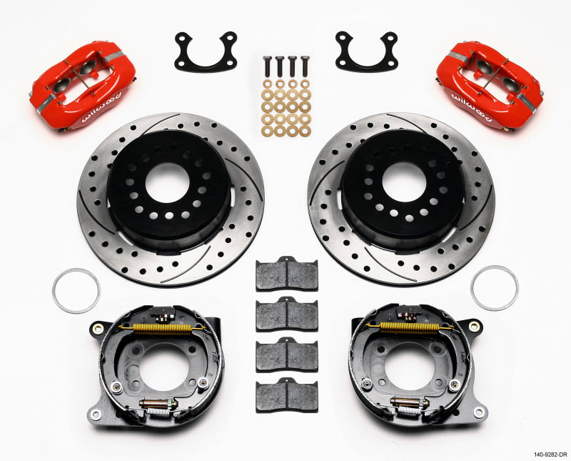 Wilwood Forged Dynalite P/S Park Brake Kit Drill-Red Small Ford 2.50in Offset Big Brake Kits Wilwood