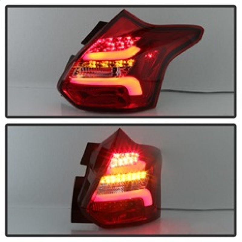 Spyder 12-14 Ford Focus 5DR LED Tail Lights - Red Clear (ALT-YD-FF12-LED-RC) Tail Lights SPYDER