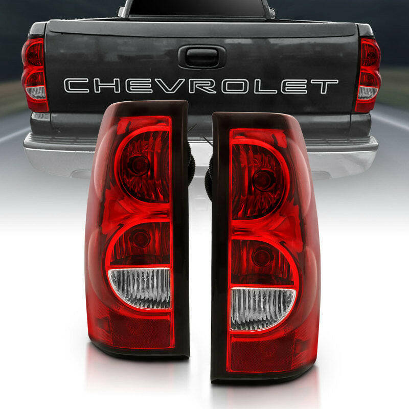 ANZO 2004-2007 Chevy Silverado Taillight Red/Clear Lens w/Black Trim (OE Replacement) Tail Lights ANZO