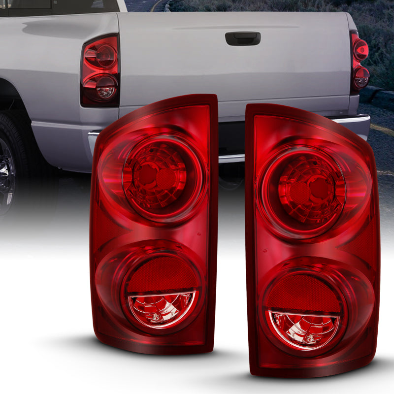 ANZO 2007-2009 Dodge Ram 1500 Tail Light Red Lens (OE) Tail Lights ANZO