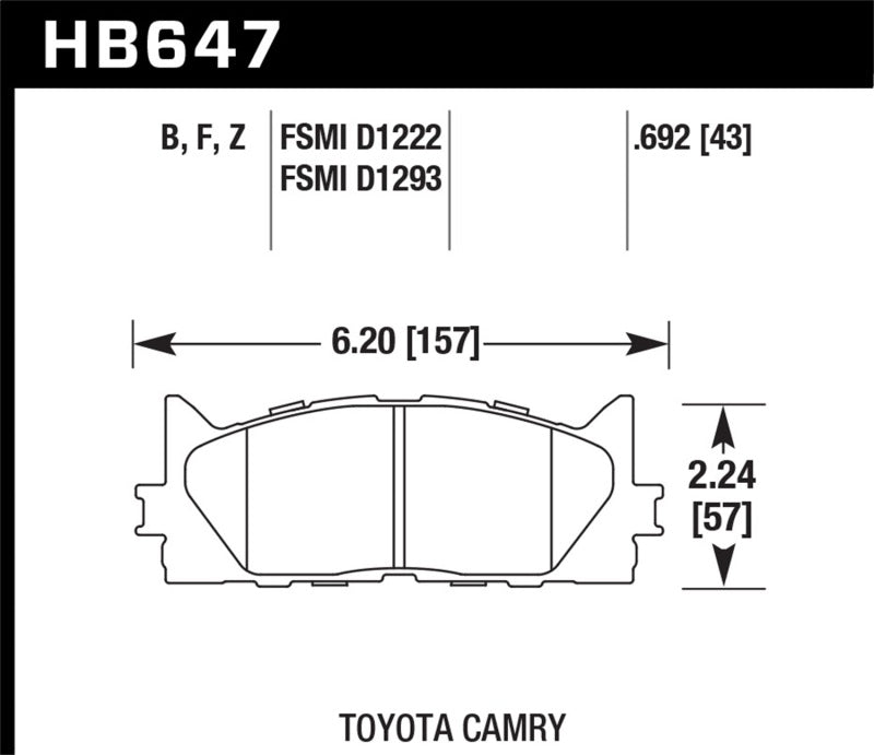 Hawk 10 Lexus ES350 / 07-11 Toyota Camry SE/XLE HPS Street Front Brake Pads Brake Pads - Performance Hawk Performance