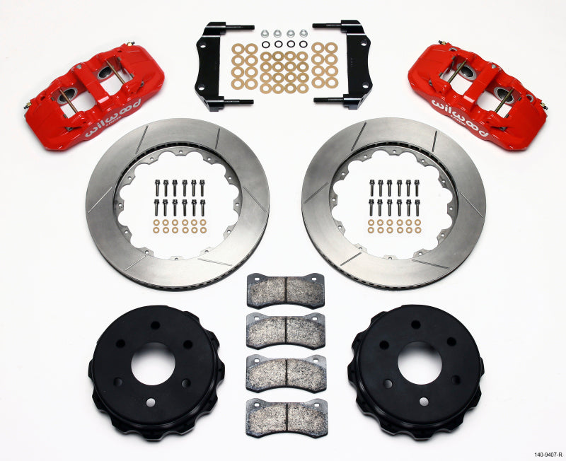 Wilwood AERO4 RearTruck Kit 14.25in Red 1999-2010 GM 1500-SUV 1 Piston OE Caliper Big Brake Kits Wilwood