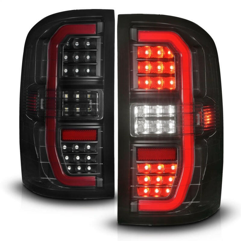 ANZO 14-18 GMC Sierra 1500 Full LED Taillights Black Housing Smoke Lens (w/C Light Bars) Tail Lights ANZO