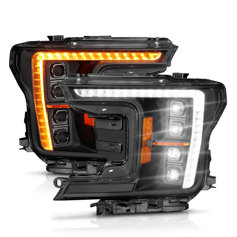 ANZO 18-20 Ford F-150 (w/Factory Halogen) Z-Series Full LED Proj Headlights Init/SeqSig - Pair Headlights ANZO