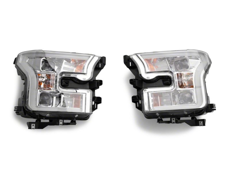 Raxiom 15-17 Ford F-150 Projector Headlights w/ LED Accent- Chrome Housing (Clear Lens) Headlights Raxiom