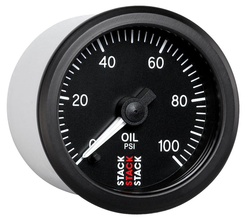 Autometer Stack 52mm 0-100 PSI 1/8in NPTF Male Pro Stepper Motor Oil Pressure Gauge - Black Gauges AutoMeter