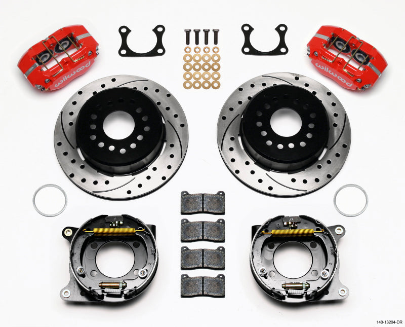 Wilwood Dynapro Dust-Boot P/S Park Brake Kit Drilled Red Big Ford 2.36in Offset Big Brake Kits Wilwood