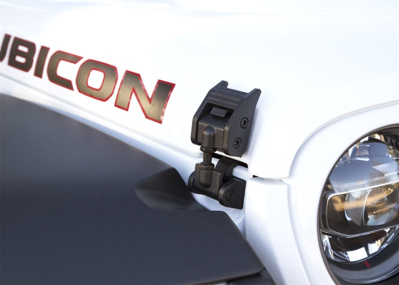 Rugged Ridge 2018-20 Jeep Wrangler JL / 2020 Jeep Gladiator Textured Black Hood Catches Brackets Rugged Ridge