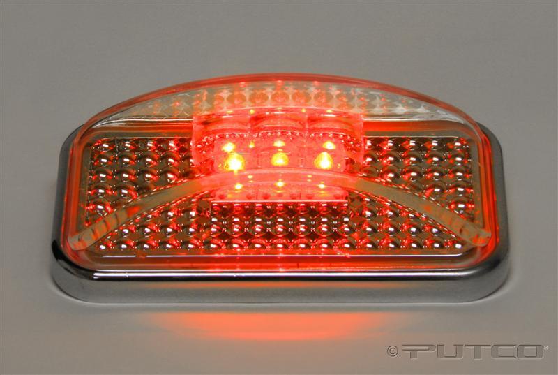 Putco Universal Side Marker - Red LED w/Ion Chrome Lens Universal Side Markers Lights Corner Putco