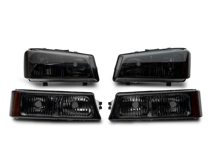 Raxiom 03-06 Chevrolet Silverado 1500 Axial OEM Style Rep Headlights- Chrome Housing- Smoked Lens Headlights Raxiom