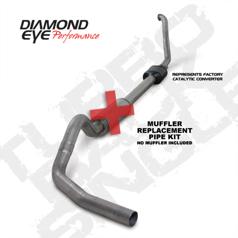 Diamond Eye KIT 4in TB MFLR RPLCMENT PIPE SGL SS 94-97 7 3L F250/F350 PWRSTROKE NFS W CARB EQIV STDS Resonators Diamond Eye Performance