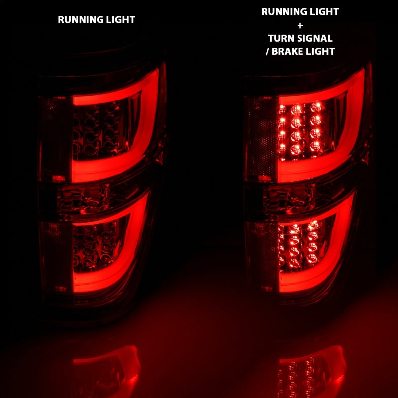ANZO 2009-2013 Ford F-150 LED Taillights Red/Clear Tail Lights ANZO