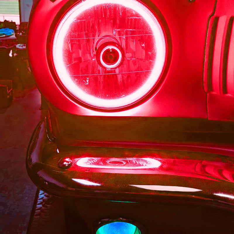 Oracle Pre-Installed Lights 7 IN. Sealed Beam - Red Halo Headlights ORACLE Lighting
