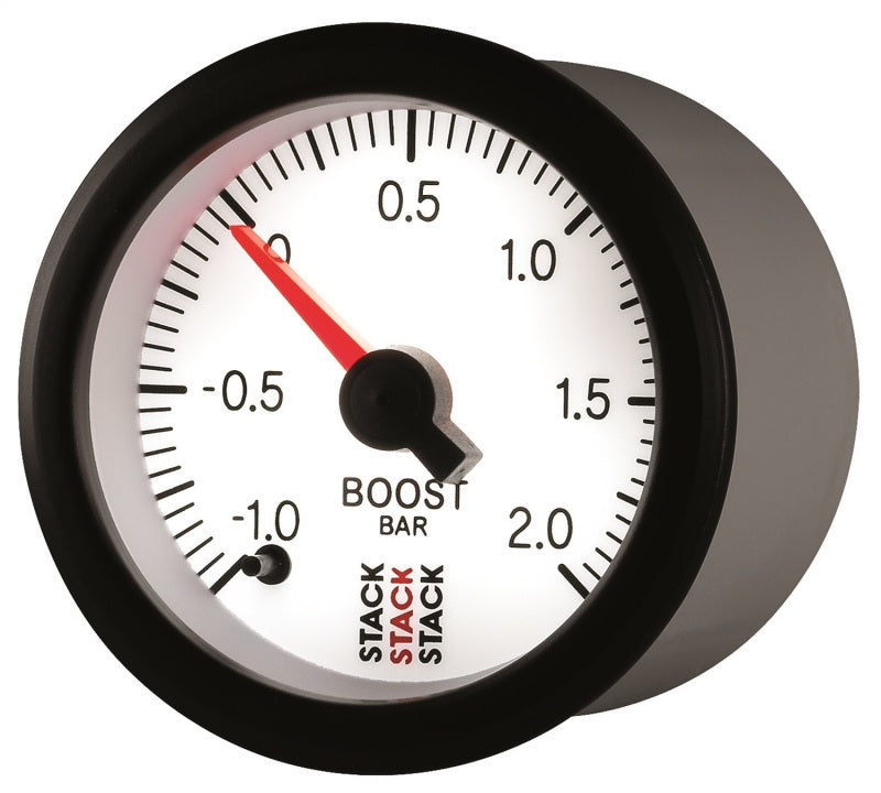 Autometer Stack 52mm -1 to +2 Bar (Incl T-Fitting) Pro Stepper Motor Boost Pressure Gauge - White Gauges AutoMeter
