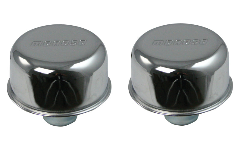 Moroso Valve Cover Breather - 1.22in Diameter - One Piece Push-In Type - Chrome Plated - 2 Pack Valve Covers Moroso