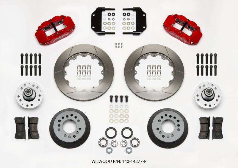 Wilwood Narrow Superlite 6R Front Hub Kit 14.00in Red Magnum Force Drop Spindle Big Brake Kits Wilwood