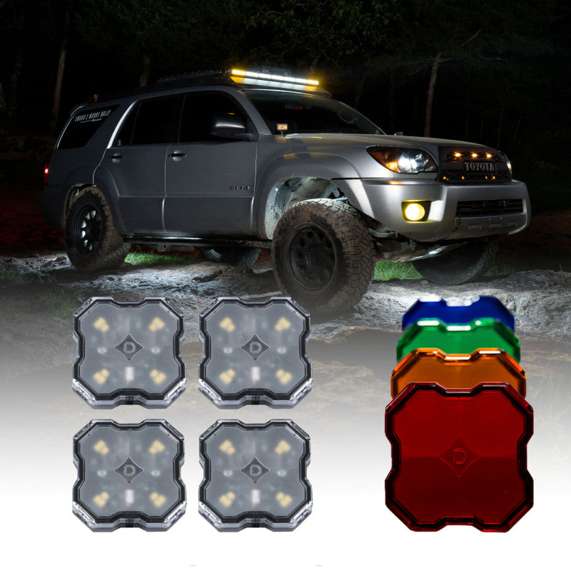 Diode Dynamics Stage Series SXS Rock Light Installer Kit - White Diffused M8 (4-pack) Light Accessories and Wiring Diode Dynamics