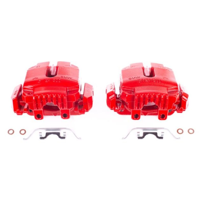 Power Stop 2006 BMW 325i Front Red Calipers w/Brackets - Pair Brake Calipers - Perf PowerStop