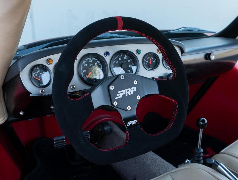 PRP Comp-R D-Shape Suede Steering Wheel - Red Steering Wheels PRP Seats