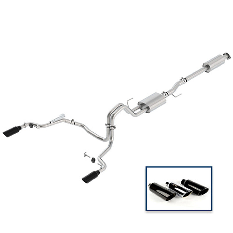 Ford Racing 15-18 F-150 5.0L Cat-Back Sport Exhaust System - Rear Exit Black Chrome Tips Catback Ford Racing