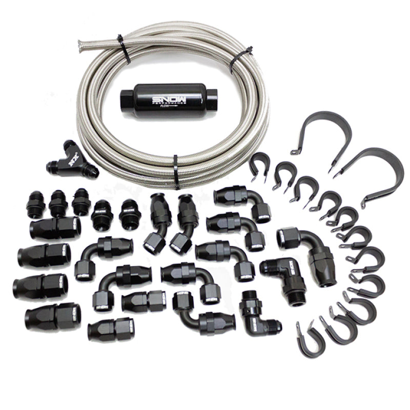 Snow Performance 10AN Braided Stainless Fuel Line Kit Injection Pump Components Snow Performance