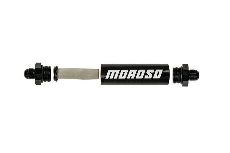 Moroso In-Line Fuel Filter - 6.5in -8An - 40 Micron SS Filter - Aluminum Fuel Filters Moroso