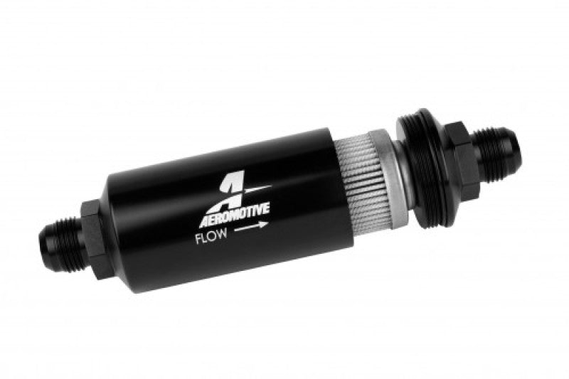 Aeromotive In-Line Filter - (AN -10 Male) 40 Micron Stainless Mesh Element Bright Dip Black Finish Fuel Filters Aeromotive