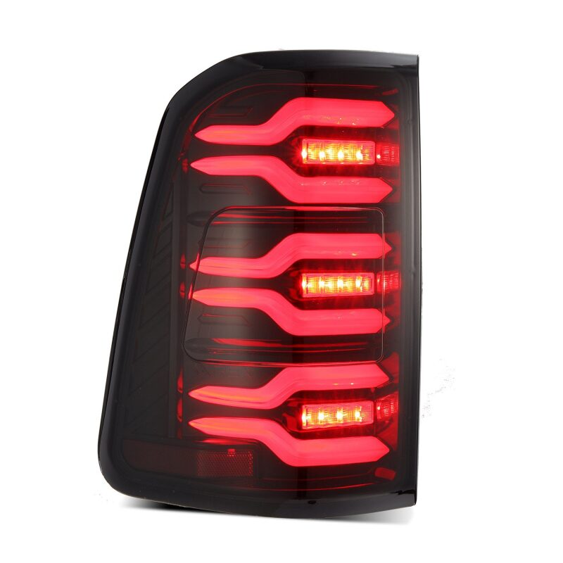 AlphaRex 19-21 Dodge Ram 1500 Luxx-Series LED Tail Lights Black/Red w/Activ Light/Seq Signal Tail Lights AlphaRex
