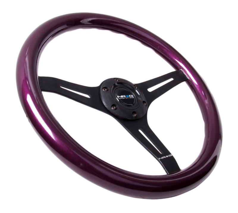 NRG Classic Wood Grain Steering Wheel (350mm) Purple Pearl/Flake Paint w/Black 3-Spoke Center Steering Wheels NRG