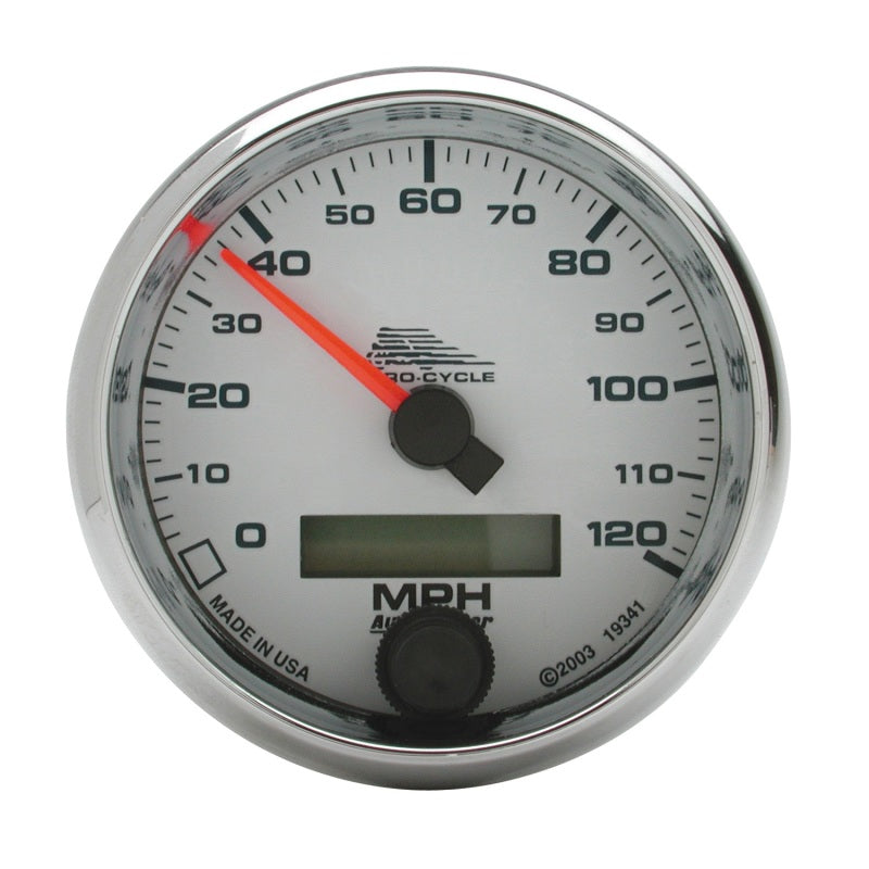 Autometer Pro-Cycle Gauge Speedo 2 5/8in 120 Mph Elec White Gauges AutoMeter