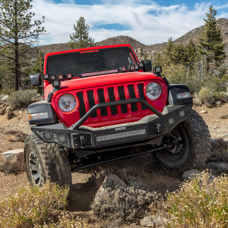 Go Rhino 07-20 Jeep Wrangler JL/JLU/JK/JKU/Gladiator JT Rockline Full Width Bumper w/ Overrider Bumpers - Steel Go Rhino