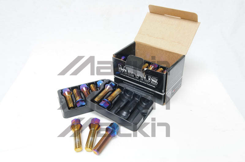 Wheel Mate Mevius Lug Bolt Set of 20 - Black 14x1.50 50mm Ball 14mm RAD Lug Nuts Wheel Mate