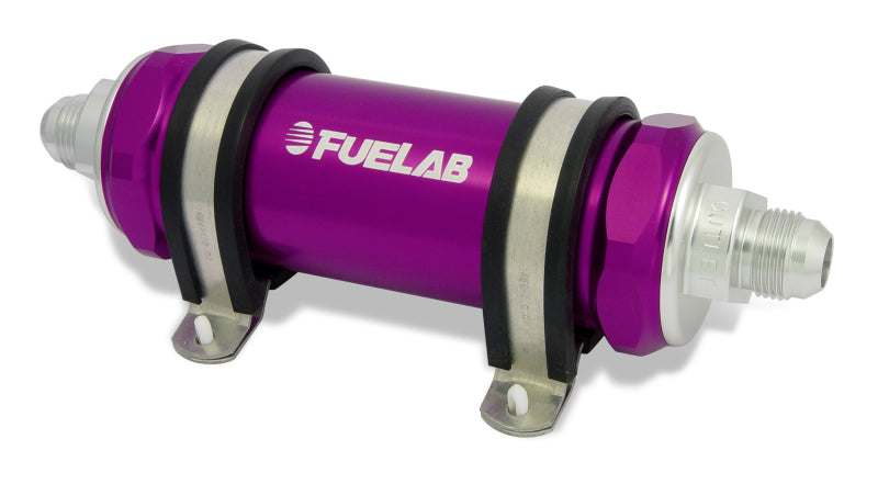 Fuelab 828 In-Line Fuel Filter Long -6AN In/Out 10 Micron Fabric - Purple Fuel Filters Fuelab