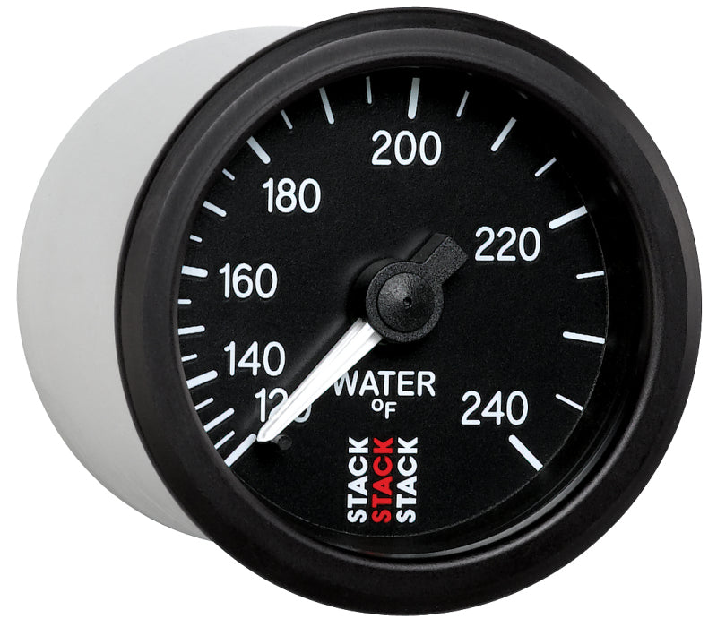 Autometer Stack 52mm 120-240 Deg F 1/2in Npt (M) Mechanical Water Temp Gauge - Black Gauges AutoMeter