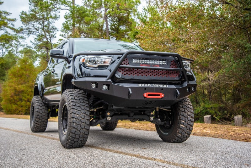 Road Armor 16-20 Toyota Tacoma Stealth Front Winch Bumper w/Lonestar Guard - Tex Blk Bumpers - Steel Road Armor