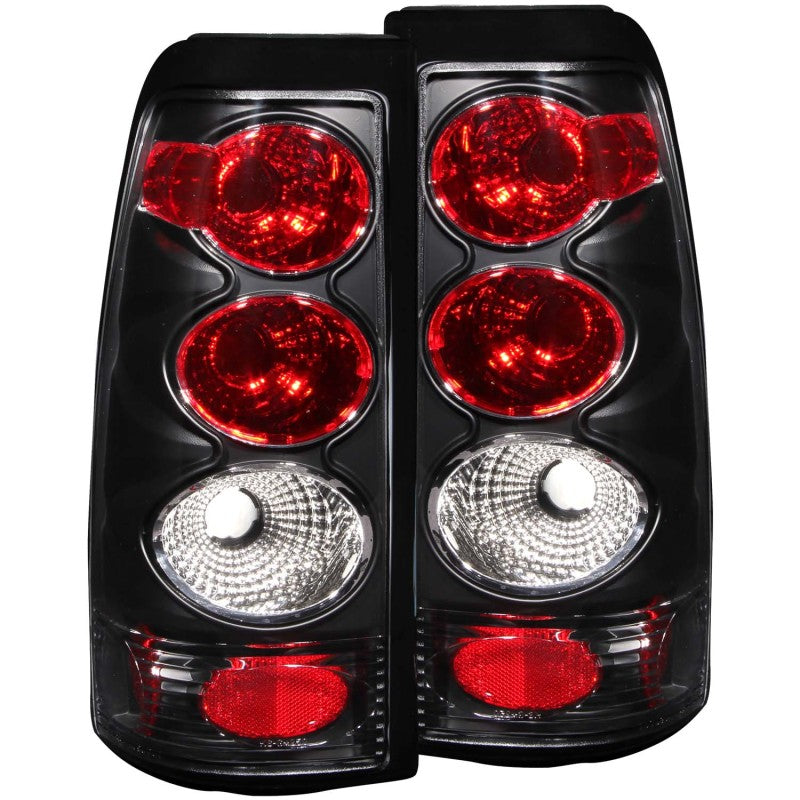ANZO 1999-2002 Chevrolet Silverado 1500 Taillights Black Tail Lights ANZO